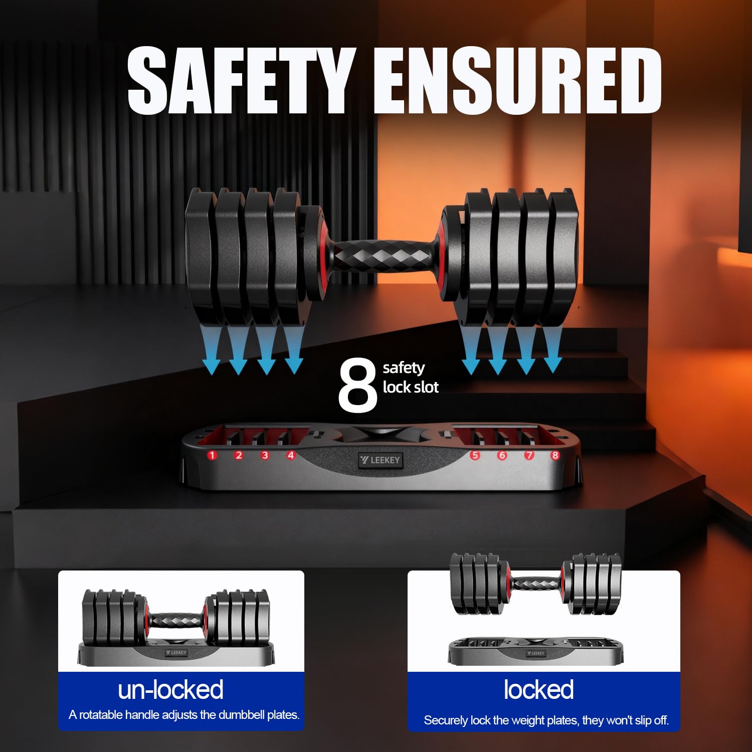 25lbs Adjustable Dumbbell Set with Anti-Slip Handle, Home Gym | 5IN1 Adjustable Weight with Storage Box Suit both Men and Women