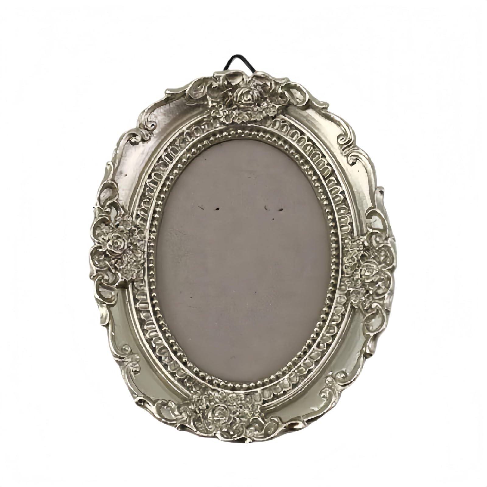 Uway Silver Oval Nostalgic Creative Golden Photo Frame With A Stand Oval Resin For Wall Or Tabletop Photos For Home Decor(Silver Oval)