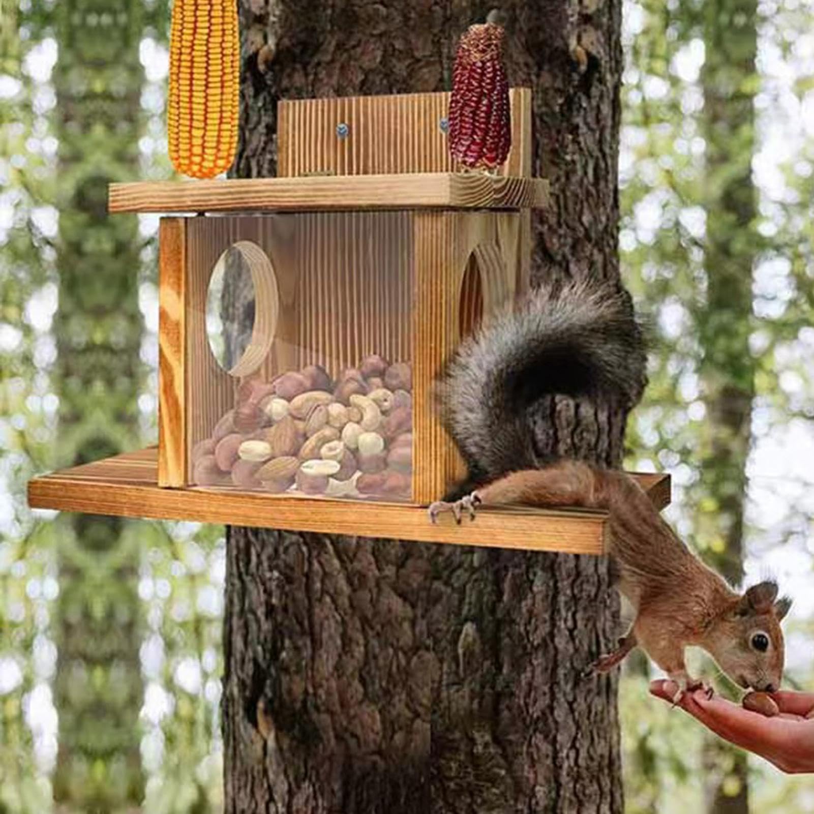 Stacja do karmienia wiewiórek, drewniany domek dla wiewiórek, karmnik dla wiewiórek, karmnik dla wiewiórek, drewniane pudełko do karmienia wiewiórek, domek do karmienia wiewiórki, domek dla wiewiórek
