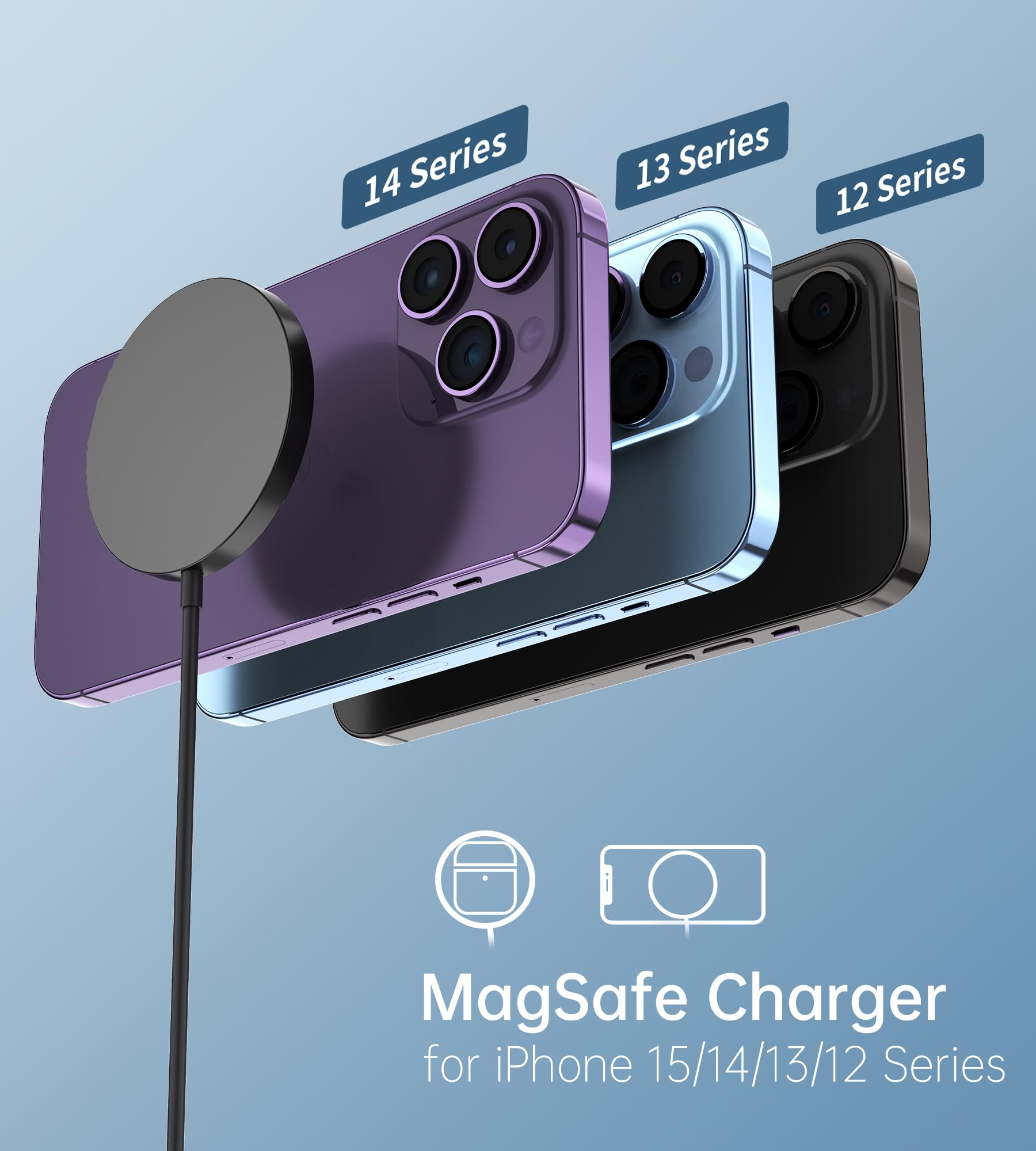 2Pack Magnetic Wireless Charger Fast Apple Mag-Safe Charger For IPhone 16/15/14/13 - View #2