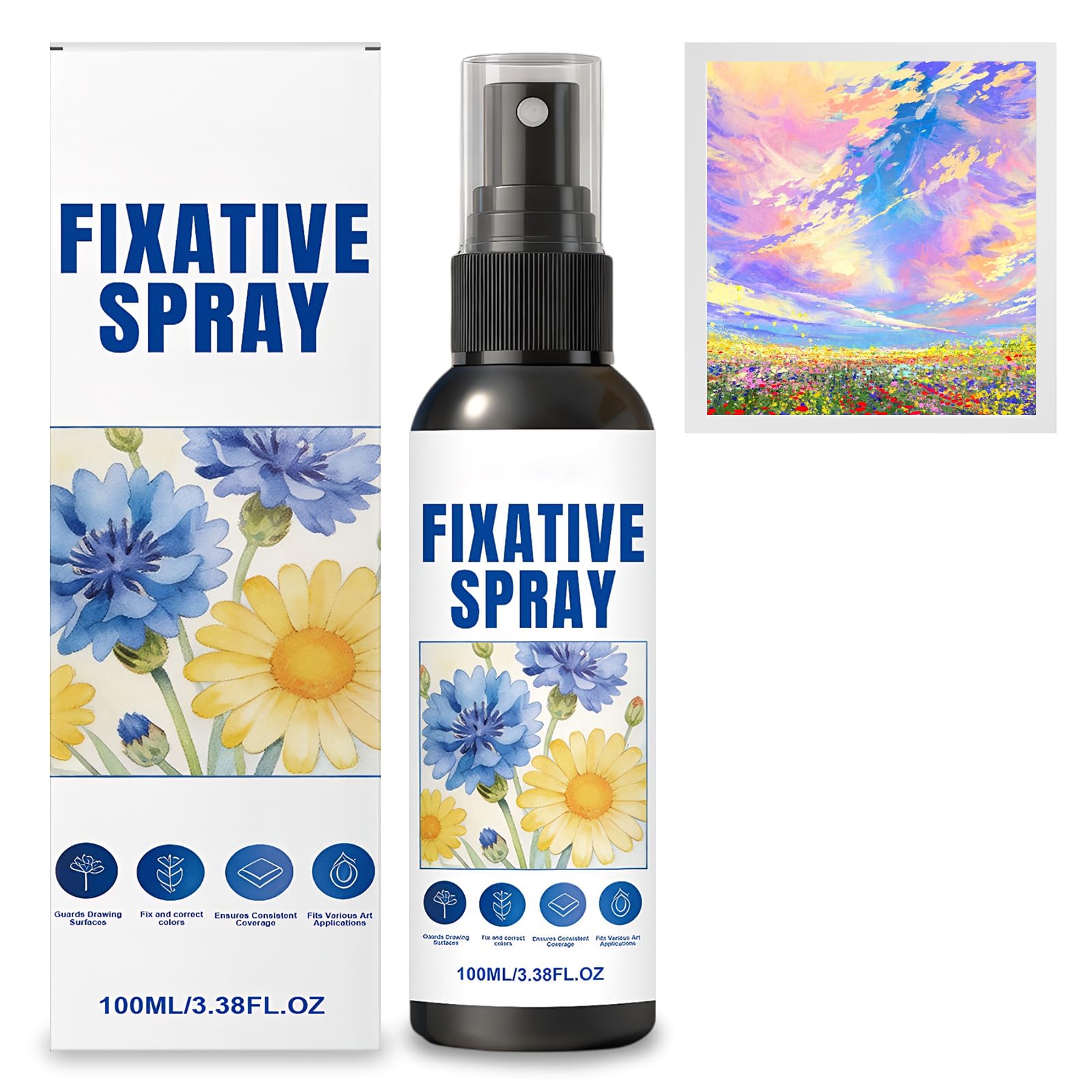 Hwanme Oil Pastel Fixative Spray, Fixative Spray for Pencil, Charcoal and Pastel Drawings, Long-Lasting Protection for Your Artwork, 100ml