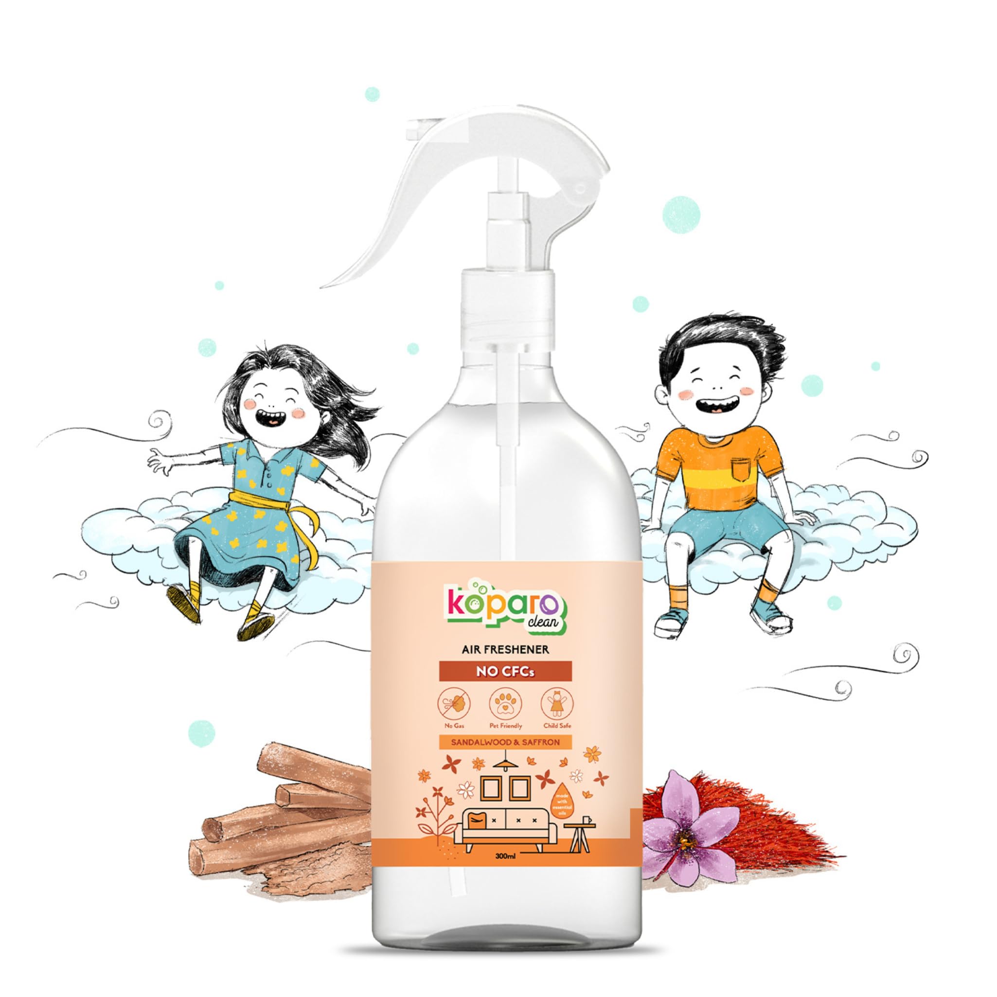 Koparo Clean Natural Air Freshener | 300ml | Fragrance -Sandalwood & Saffron | Added Essential Oils with Long lasting Fragrance |No Chemical | No Parabens (B09P7NL14N) Amazon Price History, Amazon Price Tracker