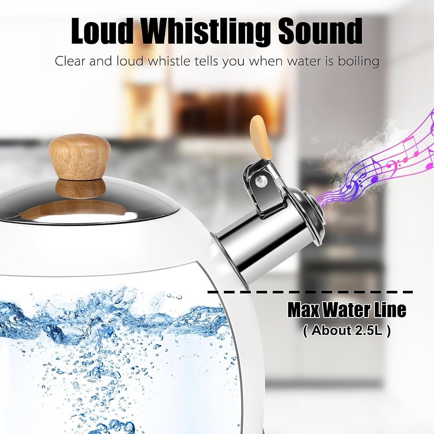 Edelstahl Teekessel 2,5 Liter - Für Herd & Camping Mit Filter Und Anti-Verbrühungsgriff