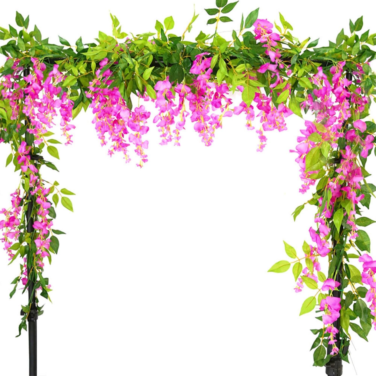 NDSJAIE Artificial Flower Vine 2PCs Wisteria Artificial Flowers Hanging Garland Vine Rattan Fake Flower String Silk for Home Garden Wedding Decoration For decoration(Pink)