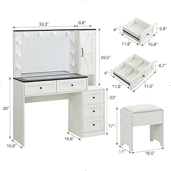 MA☆YOU Amazon.com: JXQTLINGMU Farmhouse Vanity Makeup Desk with