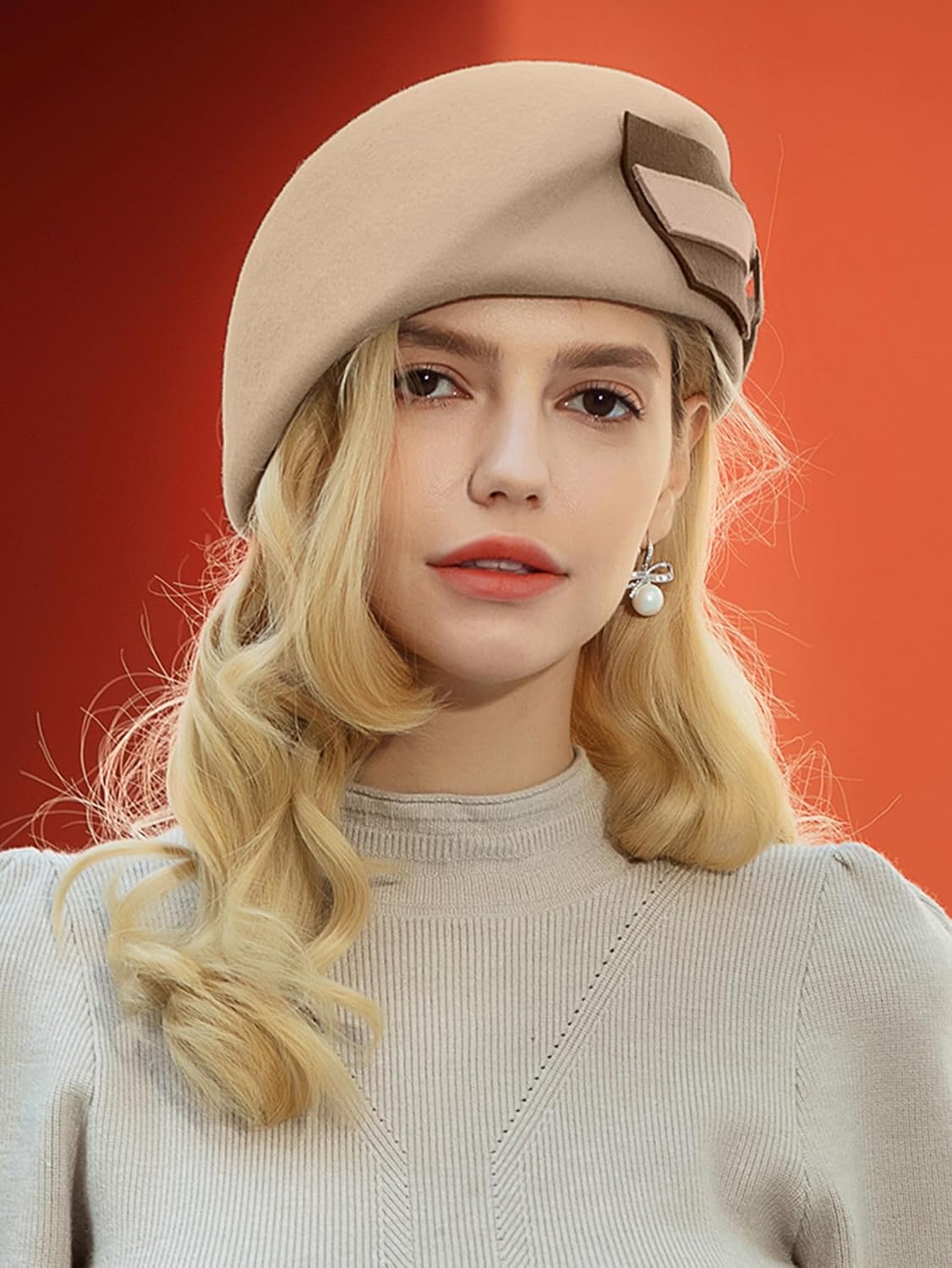 Elegant Wool Felt Beret Hat for Women - Bowknot Decor, Winter Church Tea Party Fascinator, Wedding Cocktail Dress - Image 3