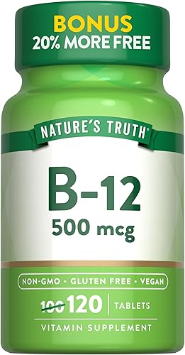 Nature's Truth Tabletas de vitamina B-12, 500 mg, 120 unidades