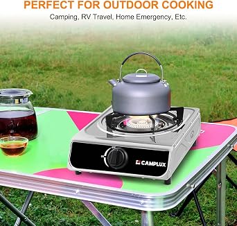 Camplux Single Burner Propane Stove 9,800 BTU, Stainless Steel Portable Gas Stoves