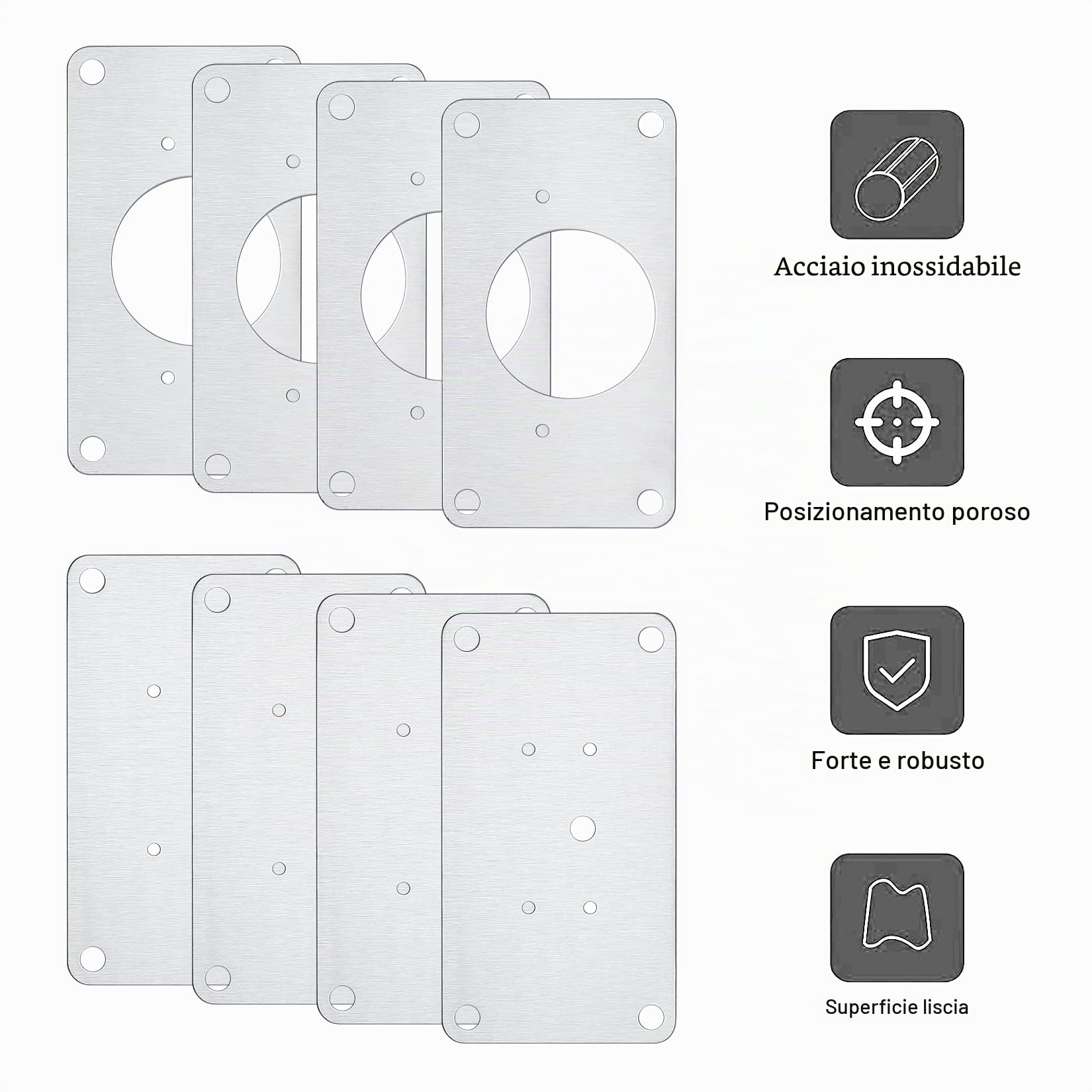 9 Pezzi Piastra di Riparazione per Cerniere, Kit di Riparazione della Cerniere Piastra di Fissaggio, per Mobili in Legno, Cucina, Cassett, Porte di Armadio, Ante