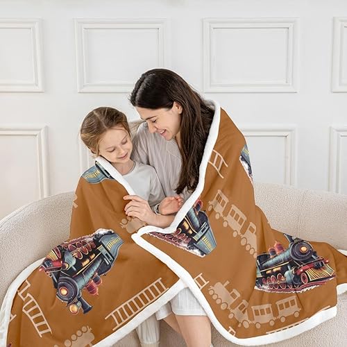 Miniatura 2 de Kids Train Flannel Blanket,Cartoon Car Bedroom Living Room Soft Cozy Fleece for Living Room Bedroom,Boys Girls Choo-Choo Train Tracks Blankets Decor