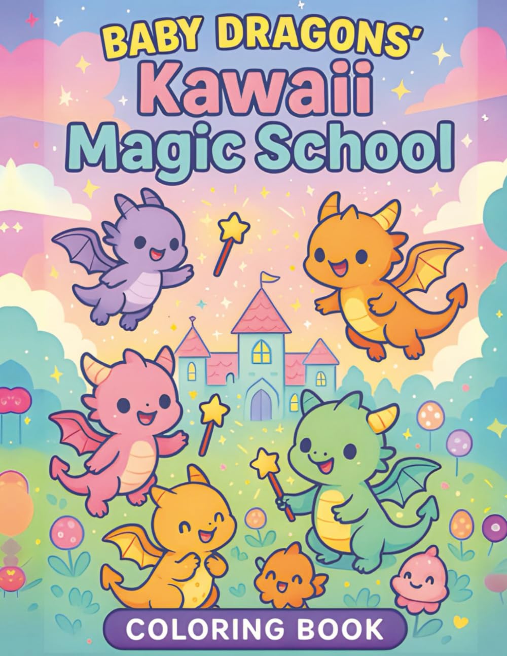Baby Dragons Kawaii Magic School Coloring Book: Welcome to the cutest magic school ever!