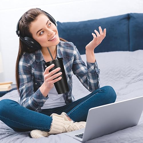 Miniatura 3 de Vaso con popote y tapa, vasos de plástico reutilizables de 24 oz con tapas y popotes, botella de agua, vasos de viaje, vasos a granel para bebidas