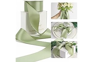 HUIHUANG Sage Green Ribbon 2 Inch 25 Yards Thick Satin Ribbon for Wedding Decoration