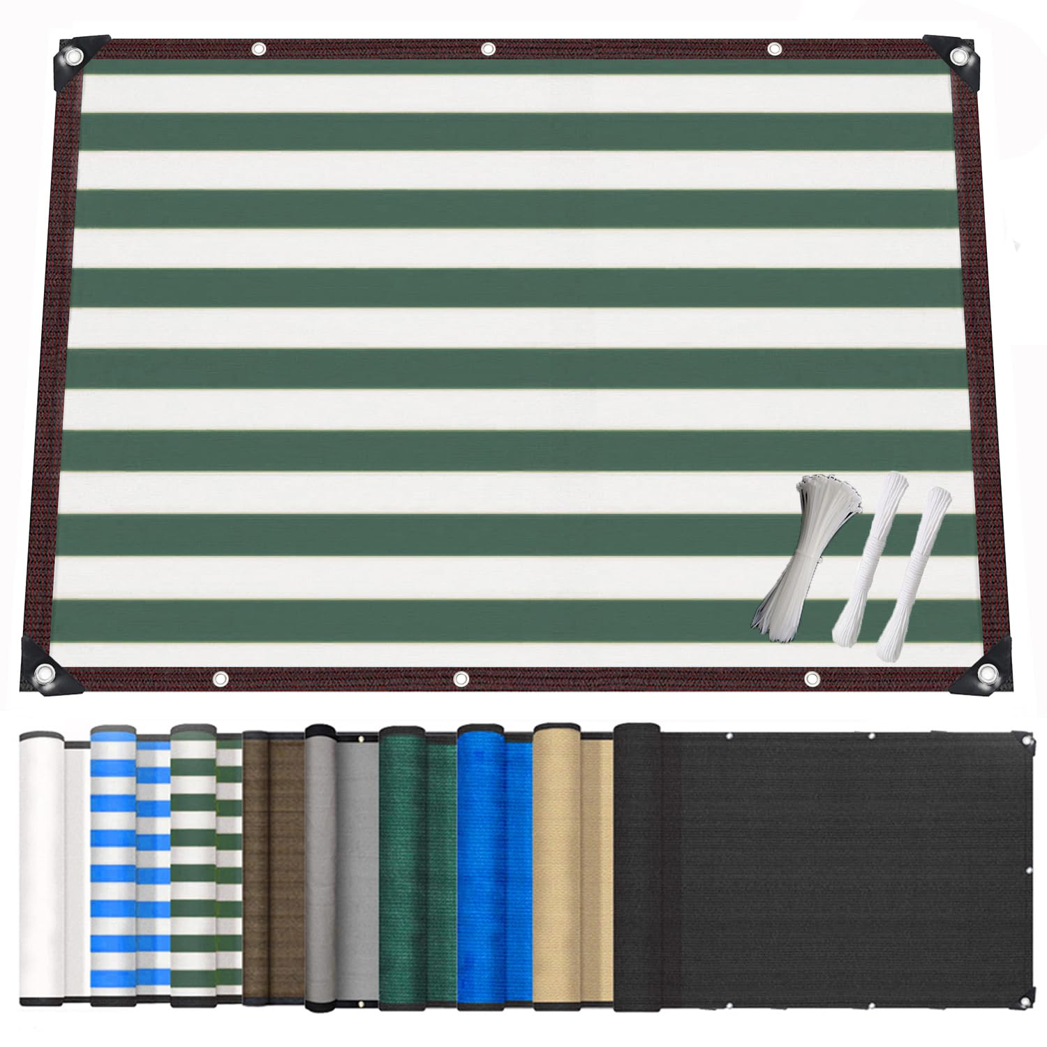 Balcony Privacy Screen, 95% UV Block Windproof Sun Shade Netting with Cable Ties & Rope, Tear-Resistant Outdoor Privacy Fence Cover for Patio, Deck, Backyard, Garden & Pool Green & White 4.2x7m — image 1