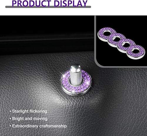 Miniatura 6 de Pack-4 fundas para cerradura de puerta de automóvil, adornos de diamantes de imitación, calcomanías de cristal, tapa de perno de puerta, compatible