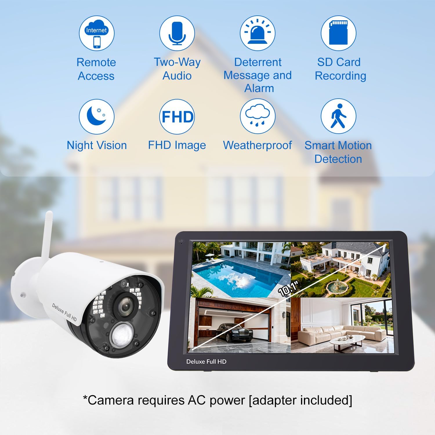 CasaCam Guardiancam Deluxe | 4-Channel Wireless Security Camera System with 10.1" Touchscreen Monitor & 2 1080p Cameras | Longer Range, Two-Way Audio, Free APP, 32GB SD Card Installed, VS5102A
