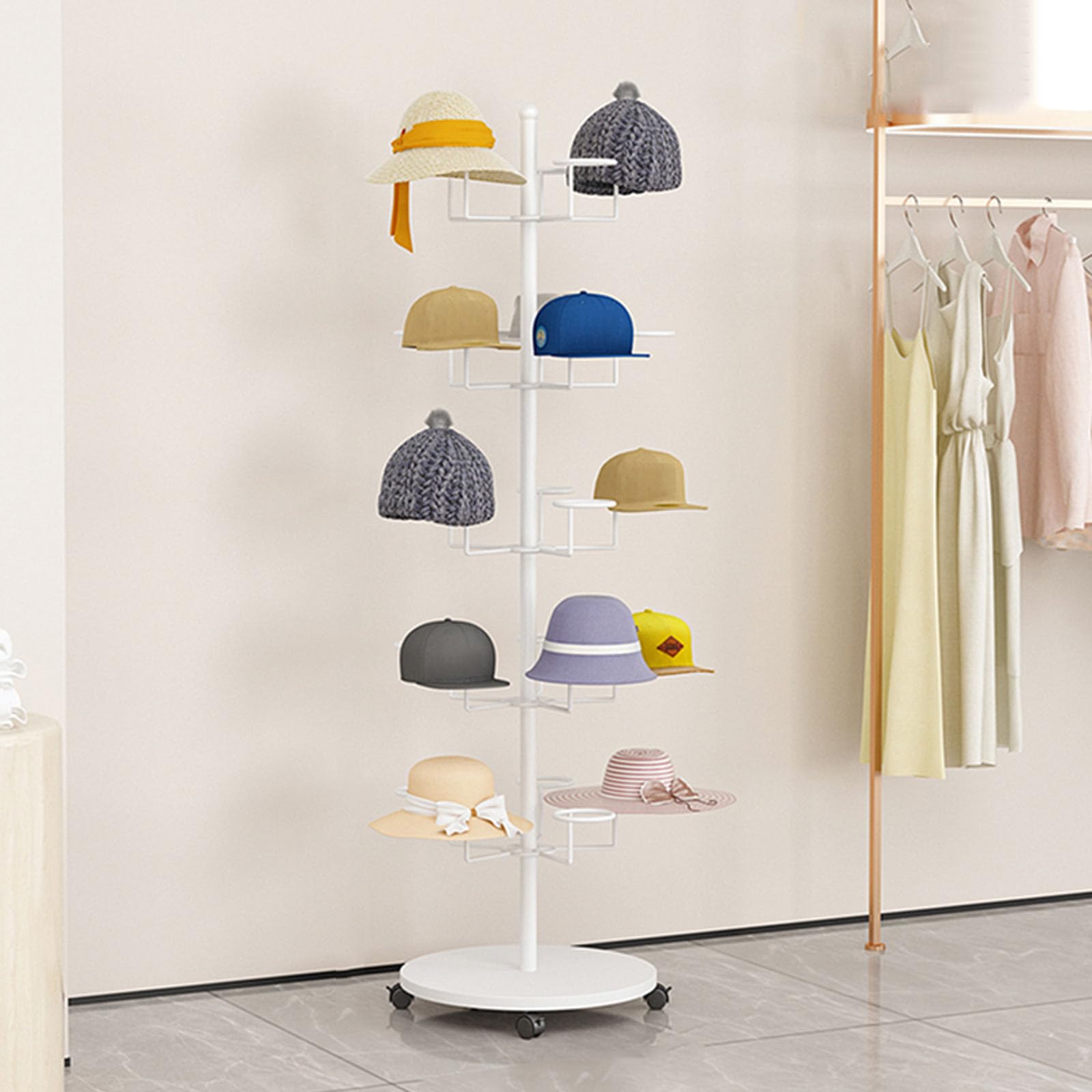 Perchero para Sombreros, Soporte para Gorras de béisbol, Estante de exhibición de Sombreros, Giratorio para Venta minorista, Soporte de exhibición de Sombreros Giratorio de múltiples Capas,