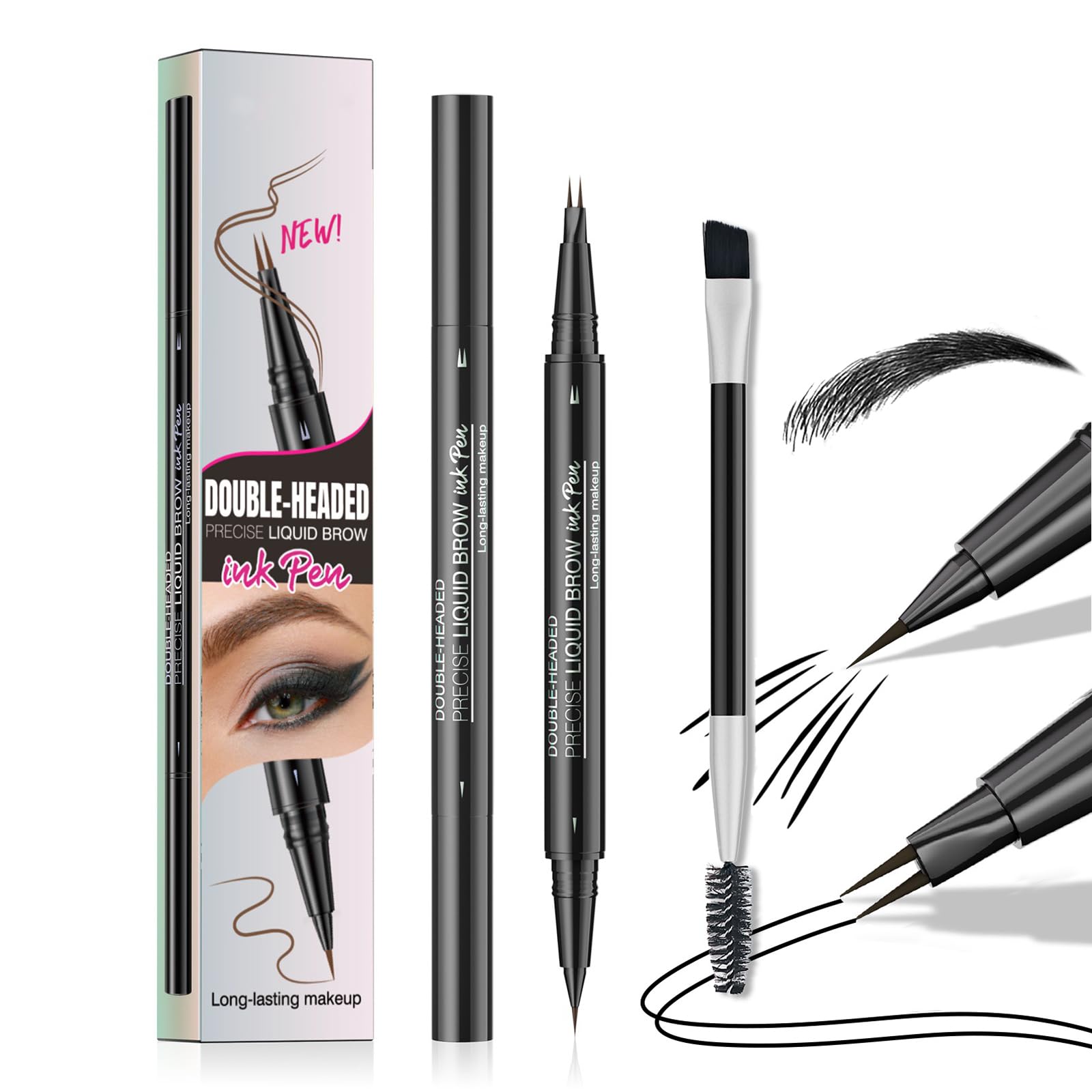Eyebrow Pencil, Waterproof Eyebrow Pencil with Brush, Eye Brow Pen
