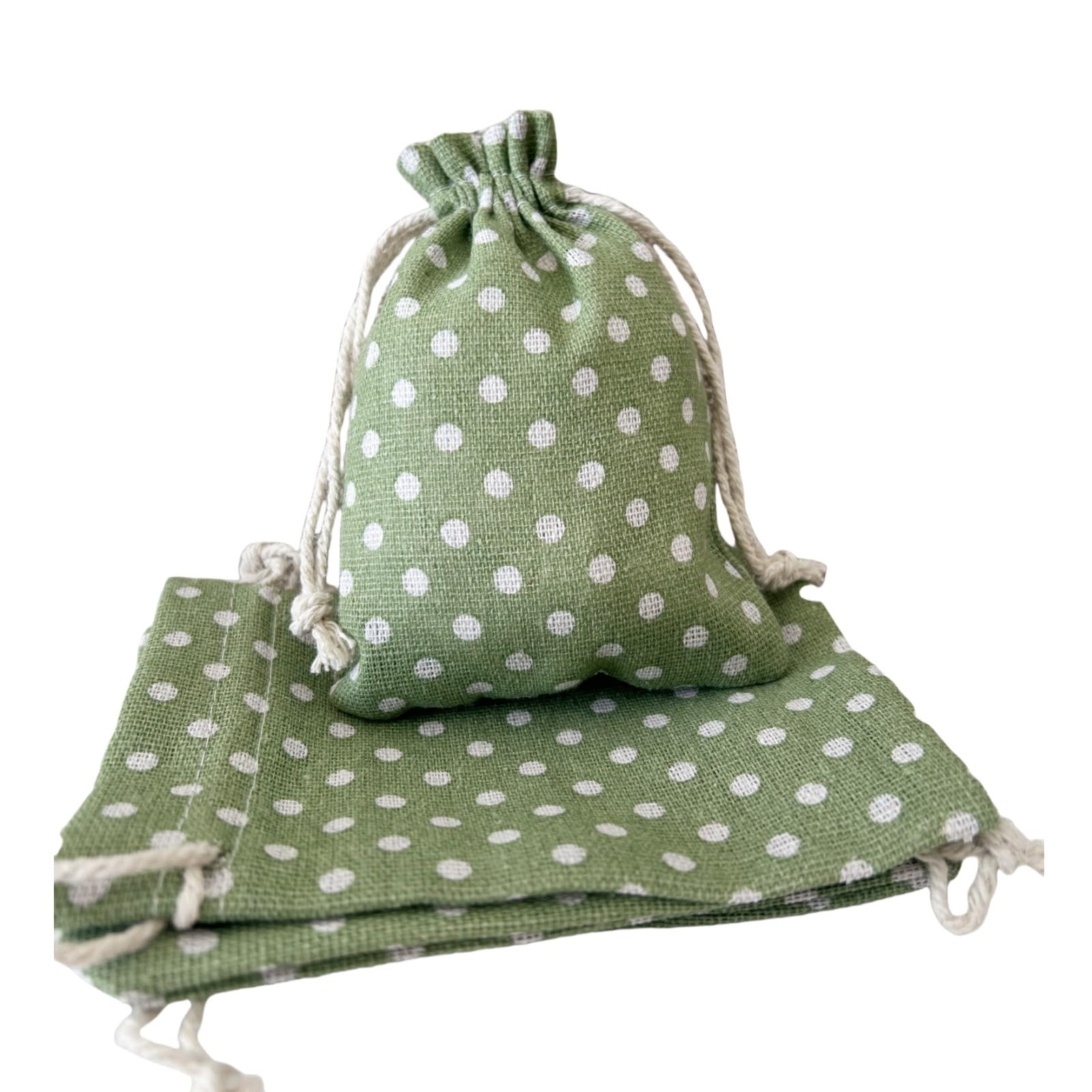 Daihellenstone 20 Pcs Burlap Gift Bags with Drawstring,Sage Green 4×5.5 Inch Reusable Linen Sacks Bag for Party Supplies