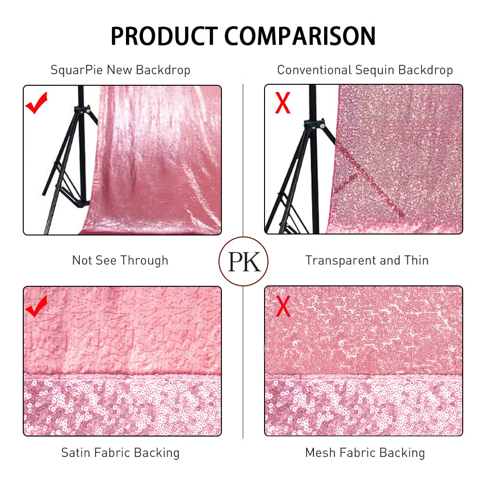 SquarePie Sequin Backdrop Non-Transparent Background Sparkly Curtain for Wedding Party 6FT x 8FT Fuchsia Pink