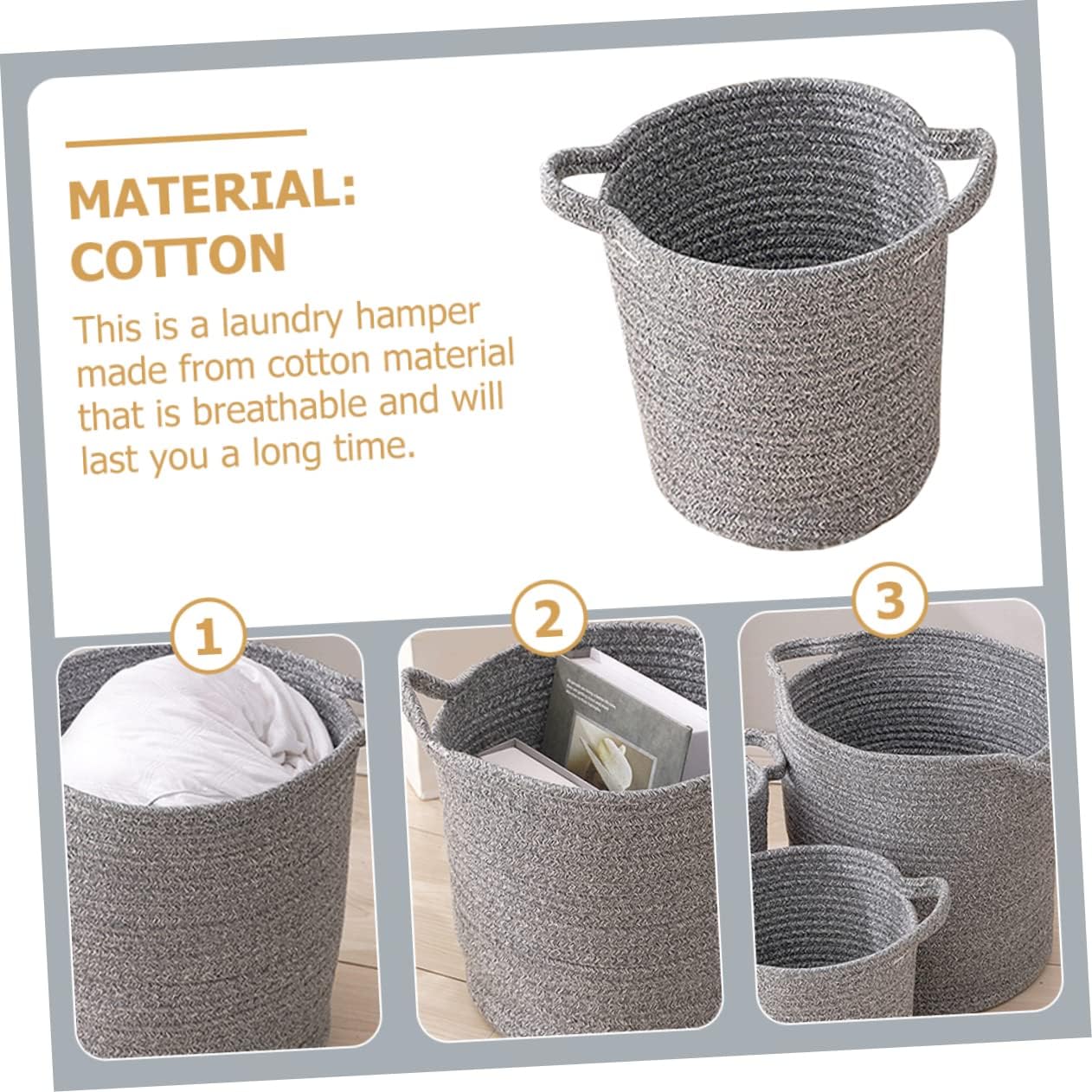 VICASKY Large Cotton Linen Laundry Basket Portable Clothes Hamper with Dual Colors Height Storage Bin for Home Bathroom Nursery and Blanket Organizer