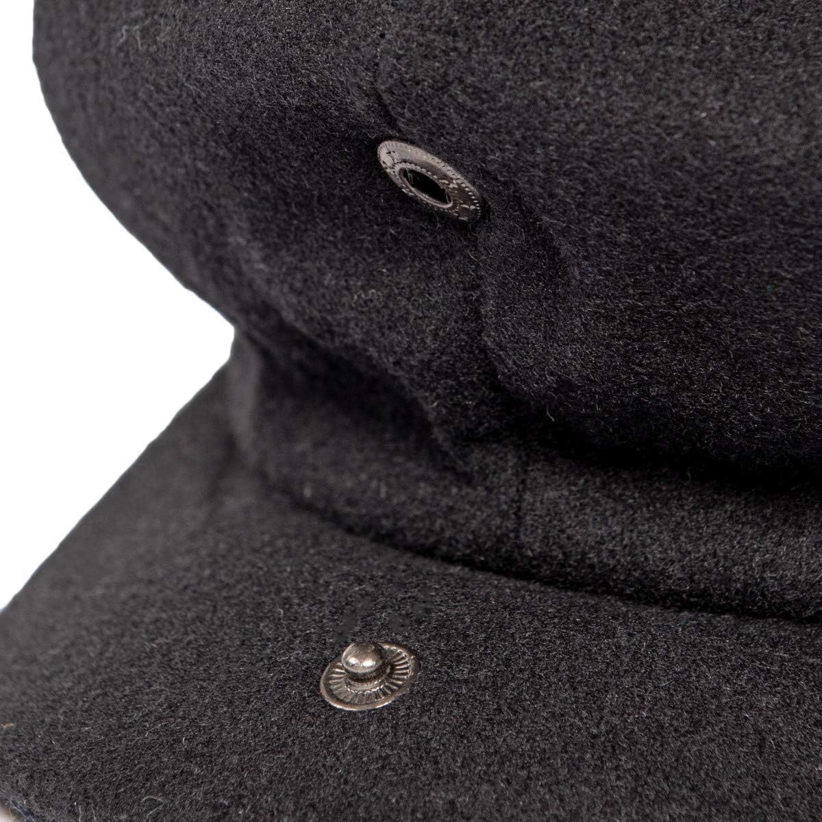 Men Wool Blend 8 Panel Newsboy Cap Tweed Cabbie Hat Snap Brim - Image 2