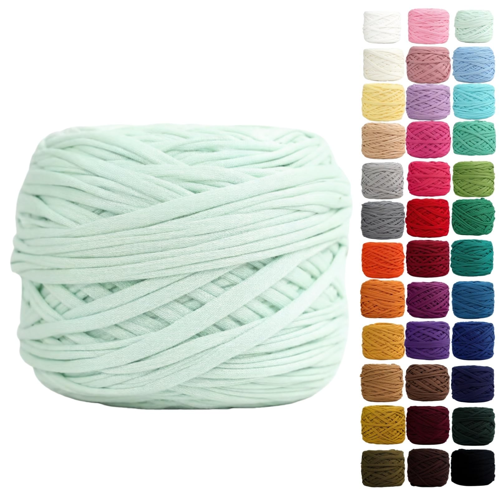 Binwat T Shirt Yarn for Crocheting 150m Elastic Ribbon Yarn Thick Crochet Fabric Yarn, Knitting T-Shirt Yarn for Crochet Bag/Blanket/Basket, DIY Crafts Projects, Home Decor (Light Green) — image 1