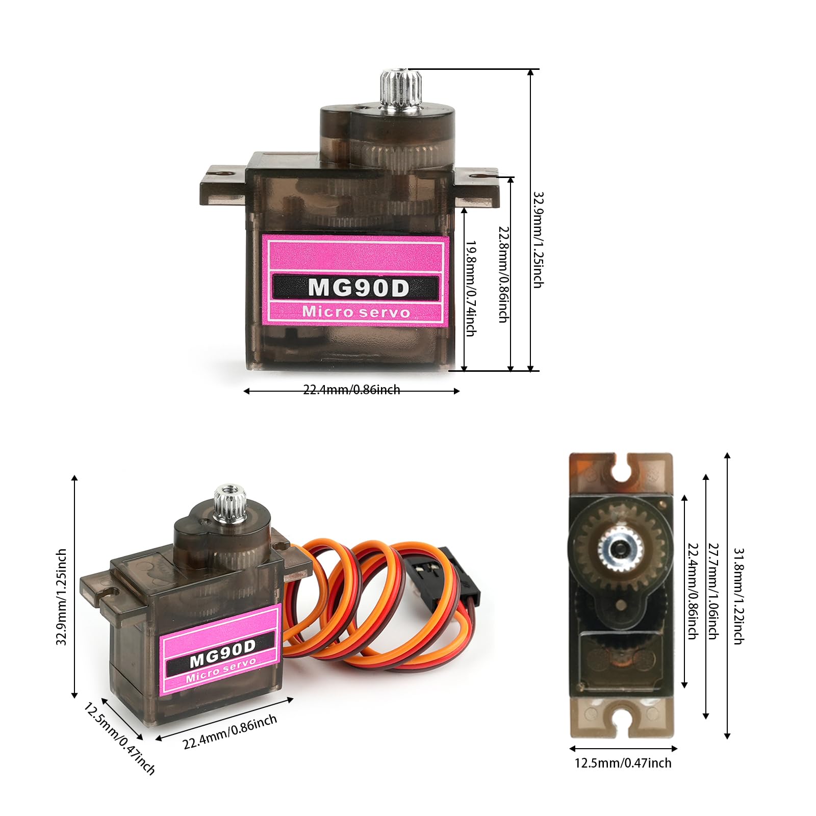 5PCS 9G Micro Digital Mini Servo Aggiornato MG90D 180/270/360 Gradi Funzioni di Potenza Full Metal Gear Brush Motor per RC Aereo Elicottero Drone Parti (270 gradi)
