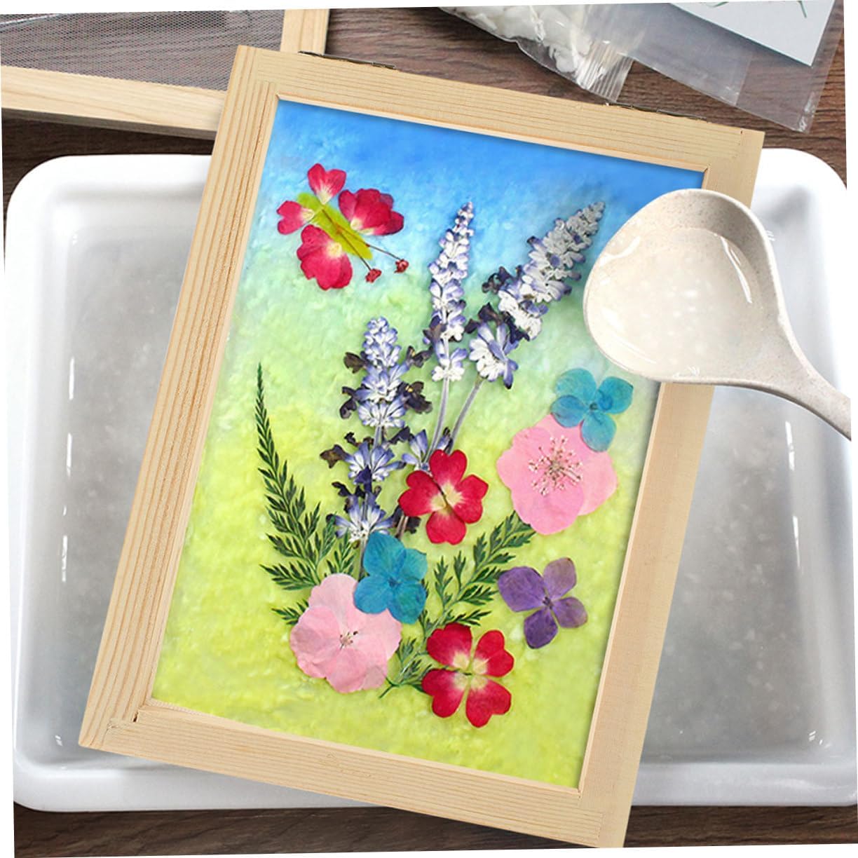 TEHAUX 2pcs Wooden Paper Frame Kit Pine Craft Screen DIY Paper Making Mould for Boys and Girls Adults