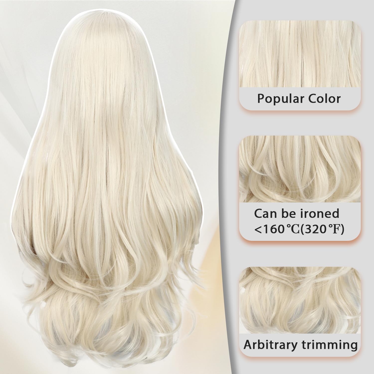 Sapphirewigs parrucca anteriore in pizzo bianco ondulato sintetico parrucche anteriori in pizzo per le donne capelli lunghi quotidiani Natale Halloween 26 pollici
