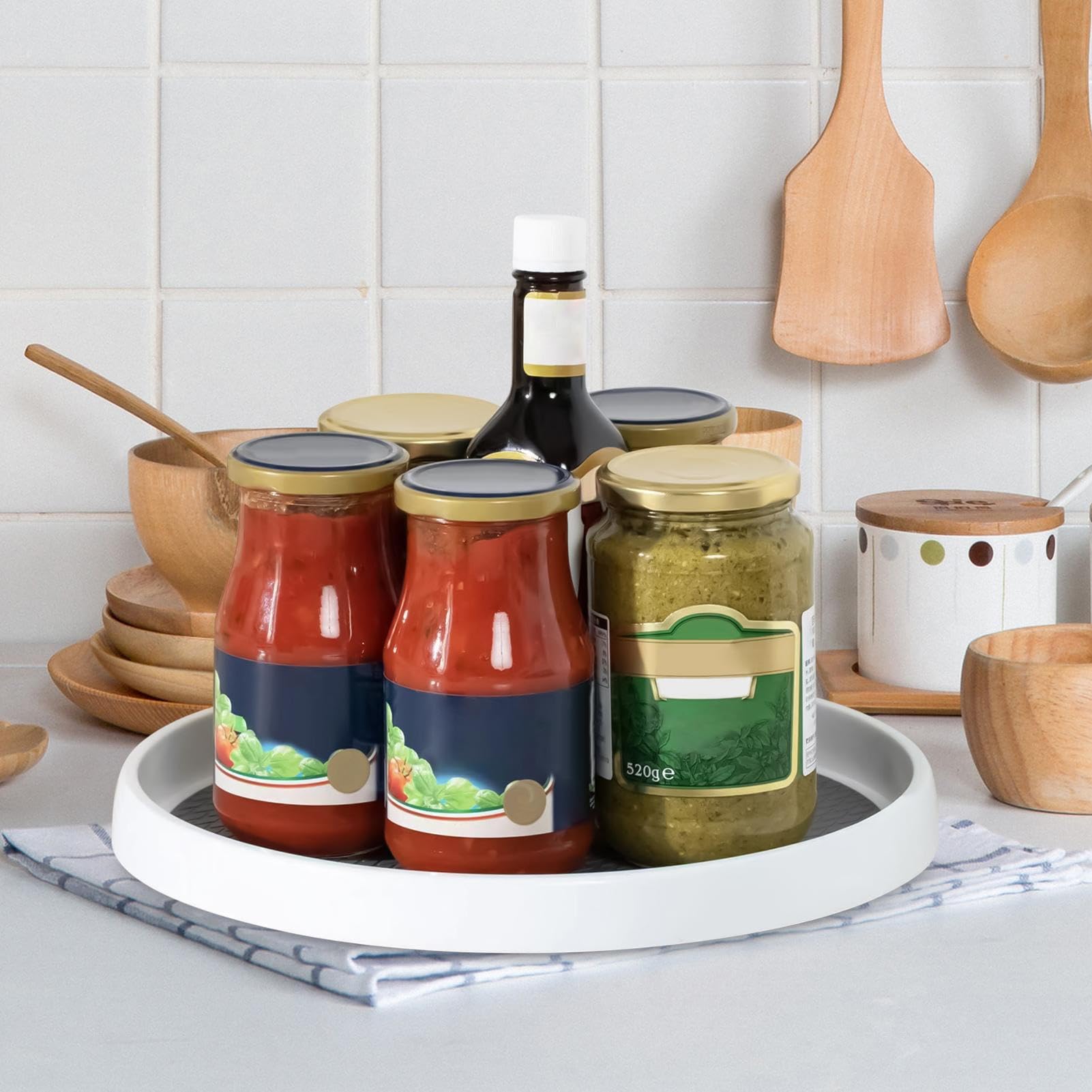 Vassoio girevole | Organizzatore portaoggetti vassoio girevole per armadio, 2 pezzi antiscivolo organizzazione, conservazione cucina bagno frigorifero sotto il