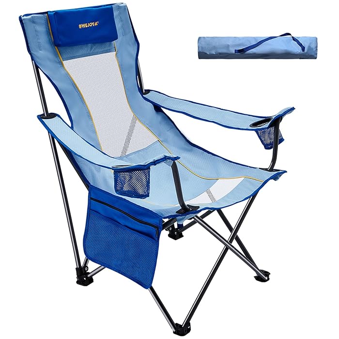 Buy WEJOY Portable Folding Beach Chair Mesh Back Camping Chair High