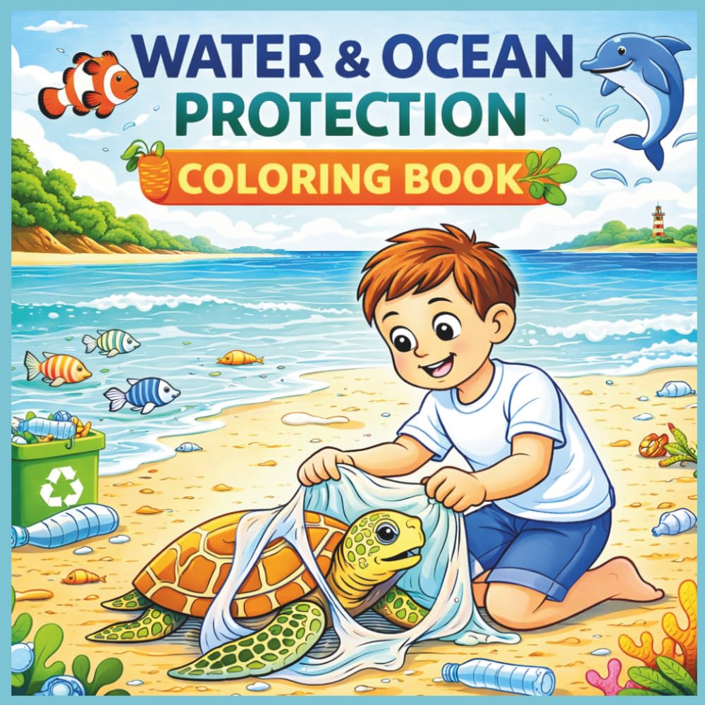 Water & Ocean Protection Coloring Book for Kids: Earth Day Coloring Book with Ocean Conservation & Environmental Awareness for Ages 3–8