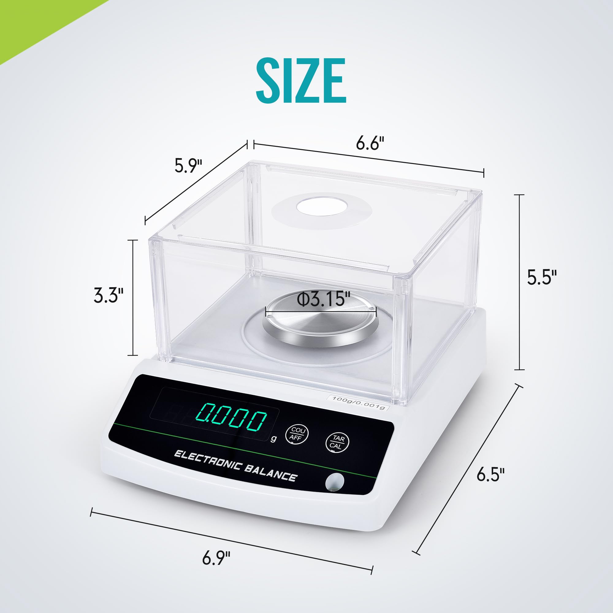 LICHEN Balanza analítica de laboratorio de 100 g x 0,01 g, báscula de laboratorio de alta precisión, parabrisas y pantalla LED, función de tara/conteo para joyería, farmacia, experimentos de ciencia