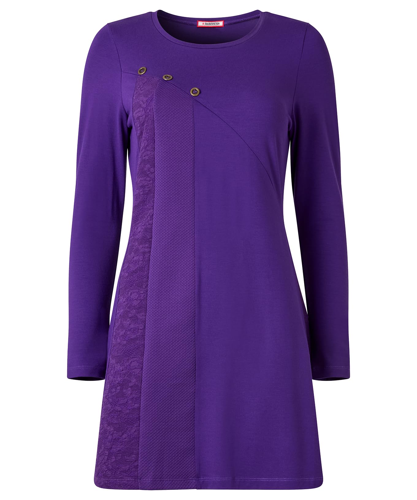Joe Browns Women's Long Sleeve Textured Tunic, Regular, Purple, UK 10