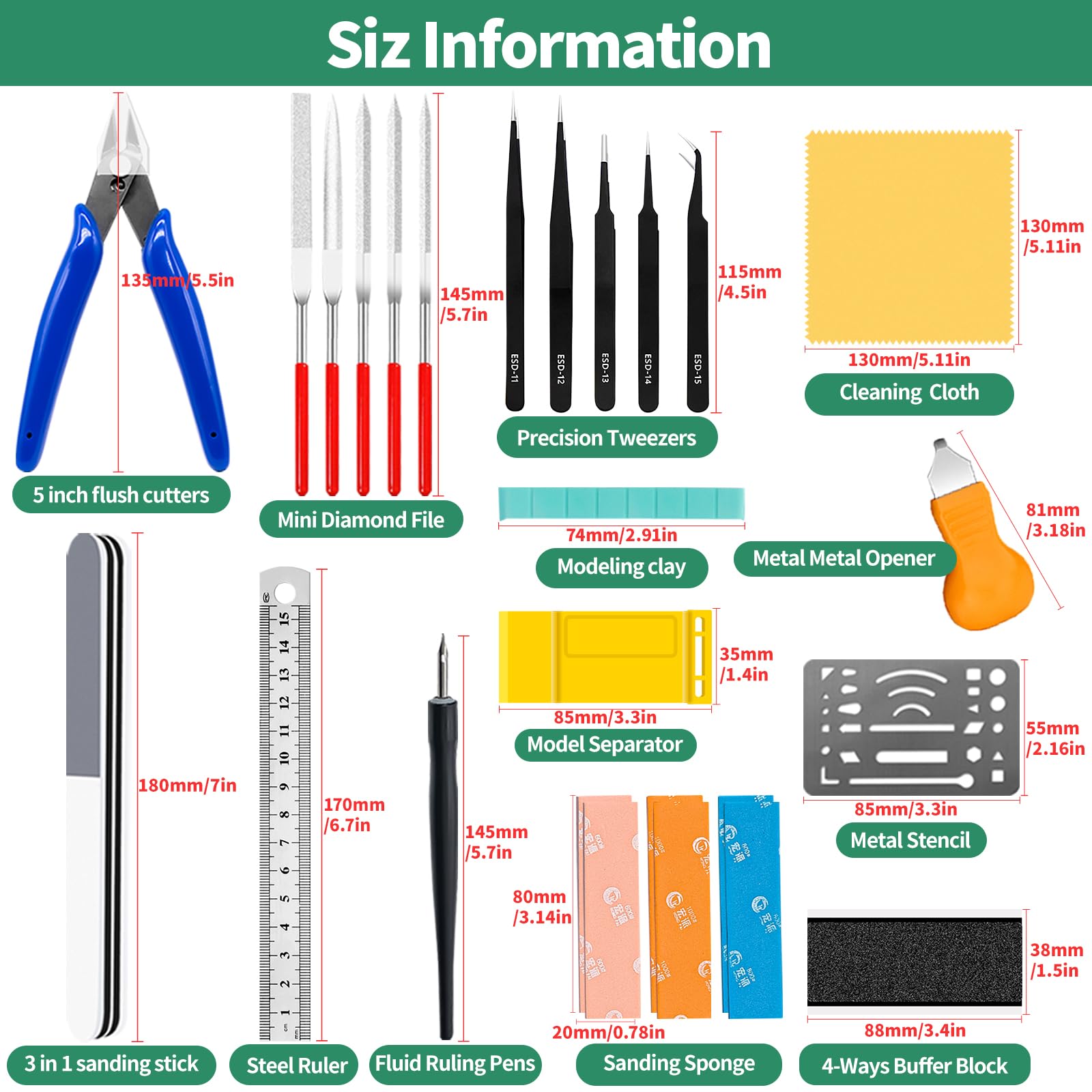 Yauhar 28Pcs Hobby Building Tools Kit, Modeler Basic Tools Craft Set for Gundam Model Building Assembling Repairing