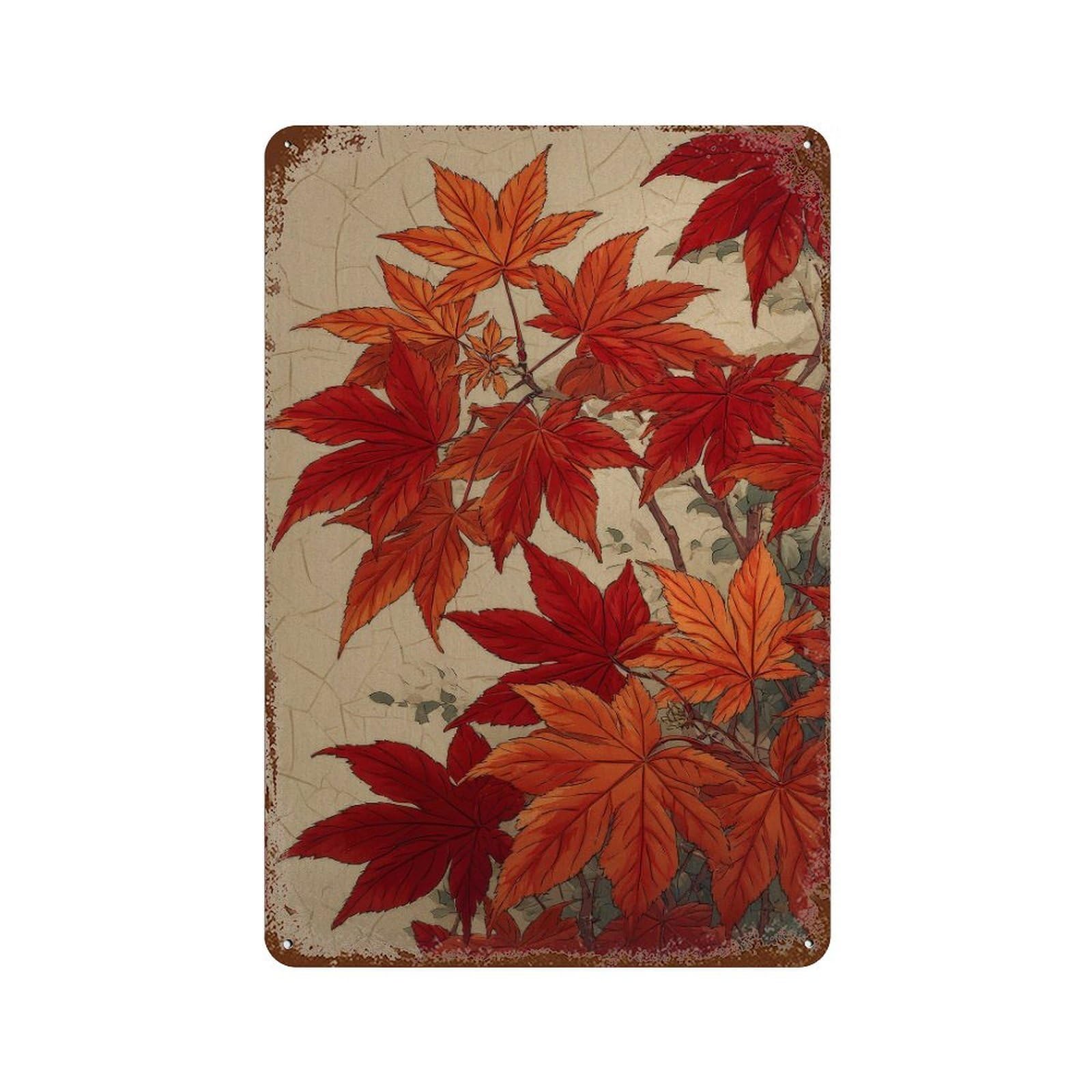 xiaoxiaoshen Japanese Maple Leaves. Traditional Botanical Wall Decor Art Metal Tin Poster Modern Home Decor Art Home Bar Shop Decorations Vintage Sign 30x20cm