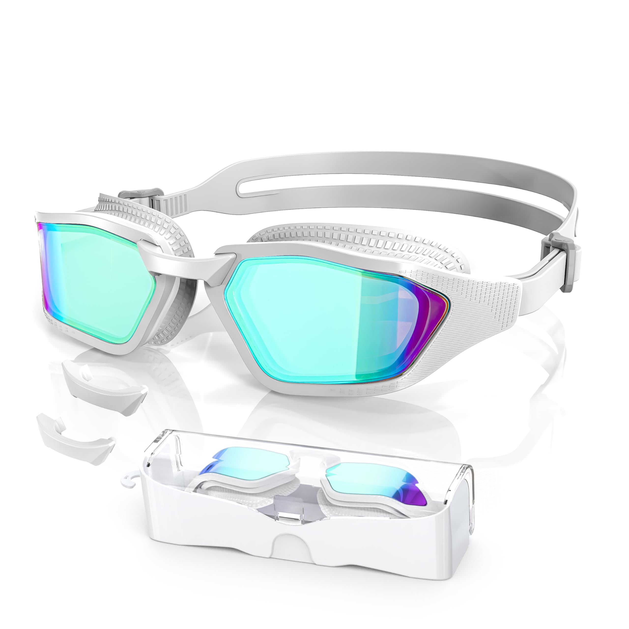 Greatever Sleek Swimming Goggles, UV400 Protection Swim Goggles, HD Wide View Goggles, Anti Fog No Leakage, Comfort For Women