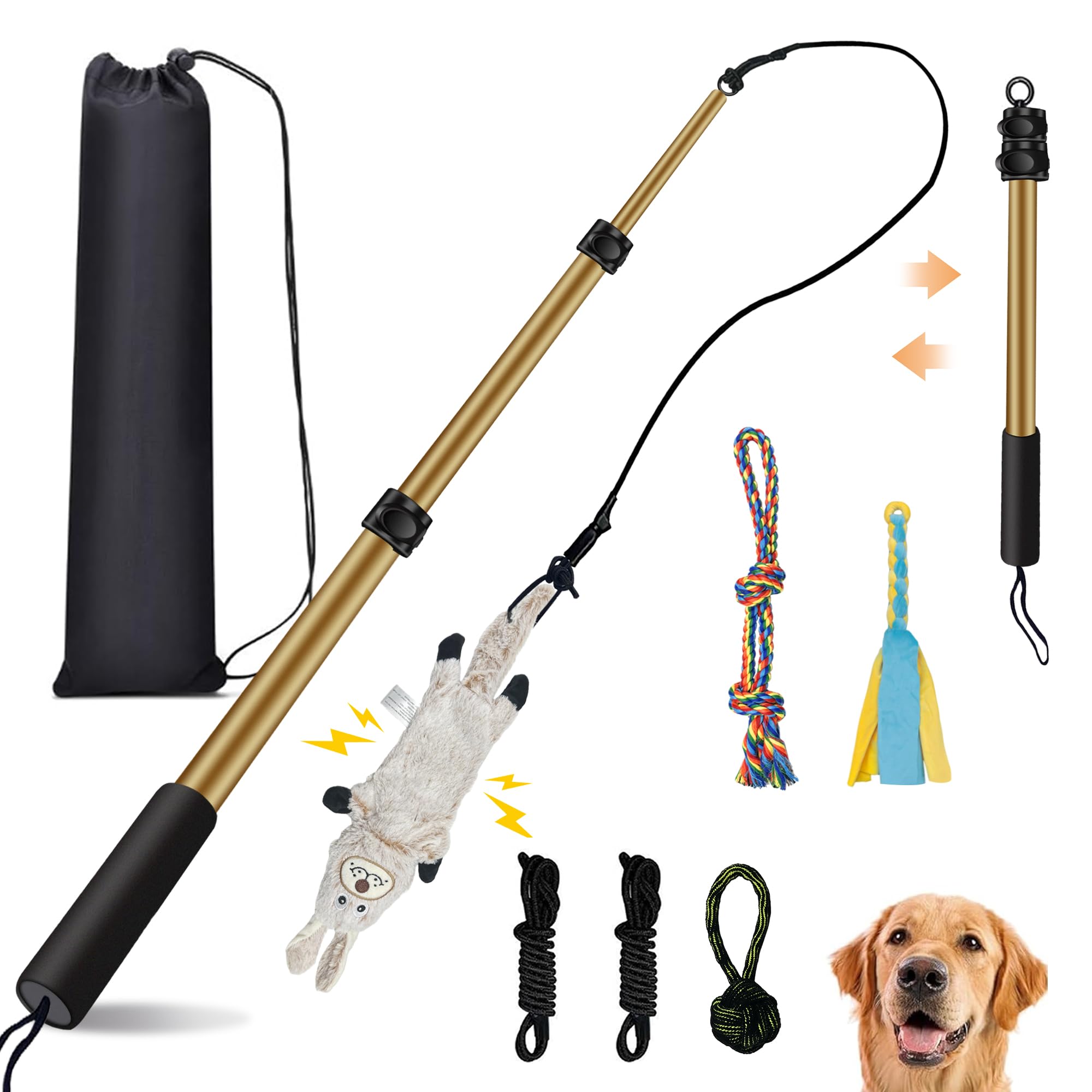 AmaCielo Flirt Pole for Dogs, Interactive Toys Tug-of-war for Pet, Durable Teaser Wand, Chase Toys with Rope Chewing Sticks, for Outdoor Exercise & Training — image 1