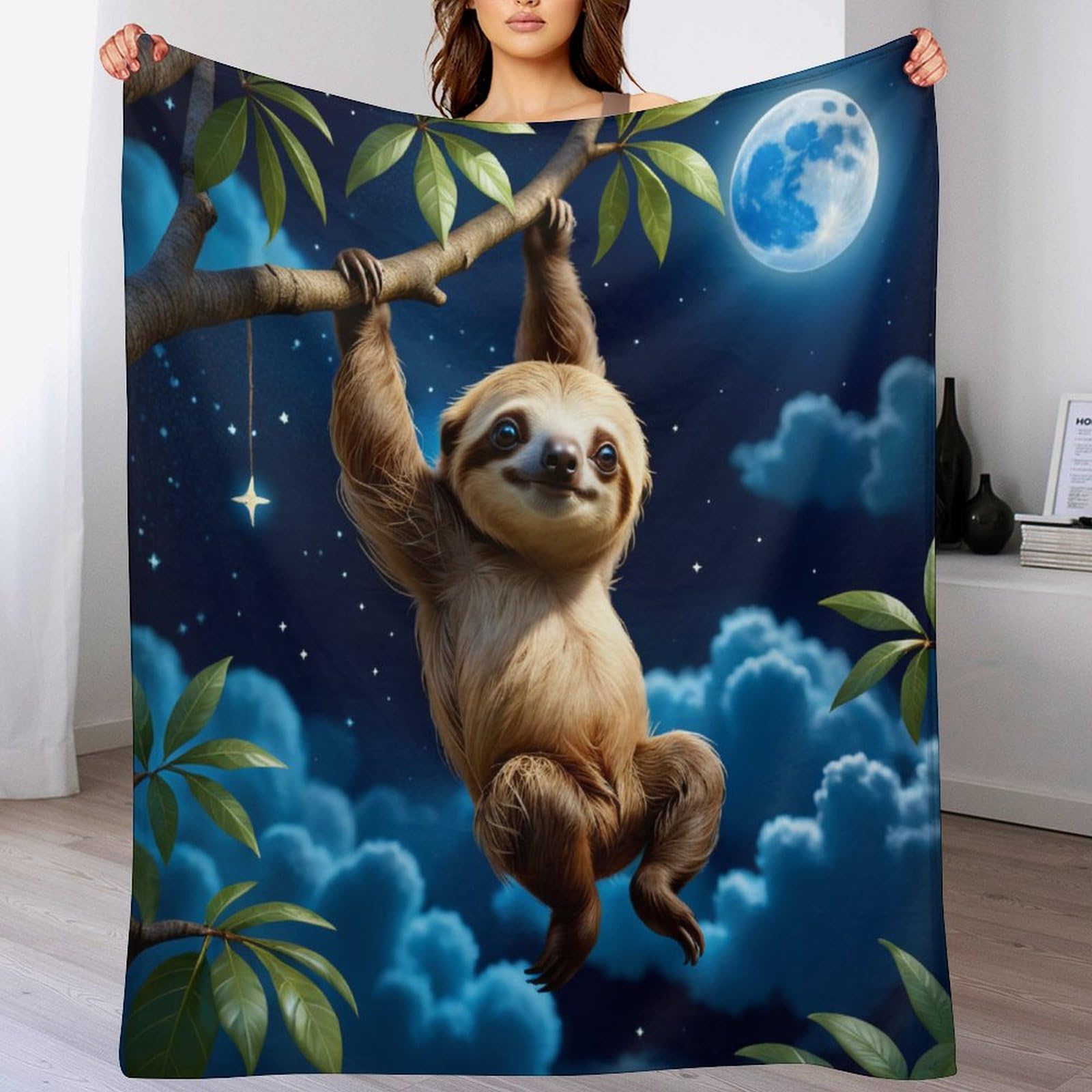 Pazzk Boys Cute Sloth-1 Cute Sloth Throw Blanket For Bedroom Living Room, Plush Bed Blanket, Super Soft Comfortable Bedding Sofa Throw For Girls, Flannel Blanket Fuzzy Blankets, （130×150Cm）