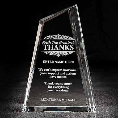 Miniatura 88 de Premio de agradecimiento personalizado grabado con láser, diseño grabado con láser, agradecimiento, añade tu propio texto, incluye caja de regalo