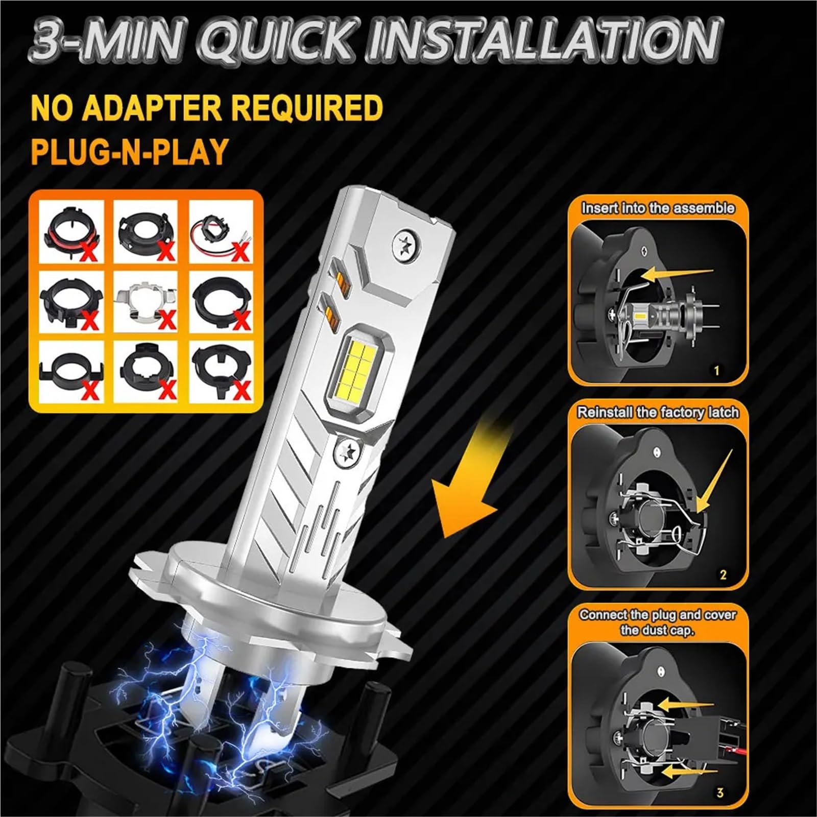 Faro LED Lampadina per fari auto con luci a LED H7 H4 H1 | Lampada frontale per automobile da 1000000LM 12V 24V(2PCS H7)