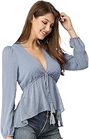 Damen Boho Bluse mit elastischen Manschetten