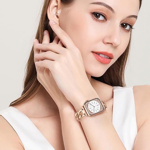 Miniatura 6 de Correa de metal compatible con Apple Watch Series 9, 8, SE, 7, 6, 5, 4, 3, 2, 1, Ultra 2, correas ajustables de cadena única para Apple Watch de