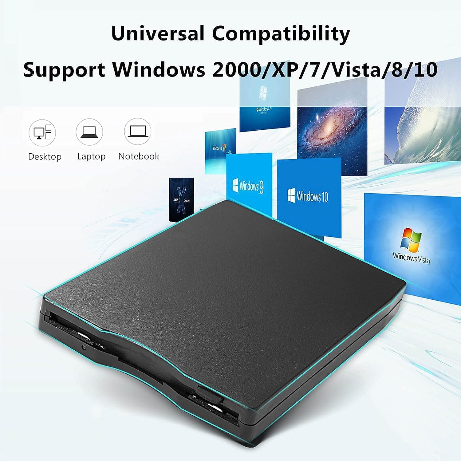 USB-diskettestation, 3,5-inch draagbare USB-diskettestation, externe verwijderbare kaartlezer voor 10/7/VISTA 8/XP/ME/2000/SE/98