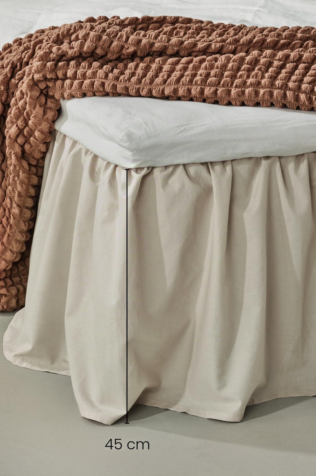 Jotex Zack Volant Betthusse Bettrock Bio-Baumwolle Höhe 45 cm Beige 140 x 200 cm