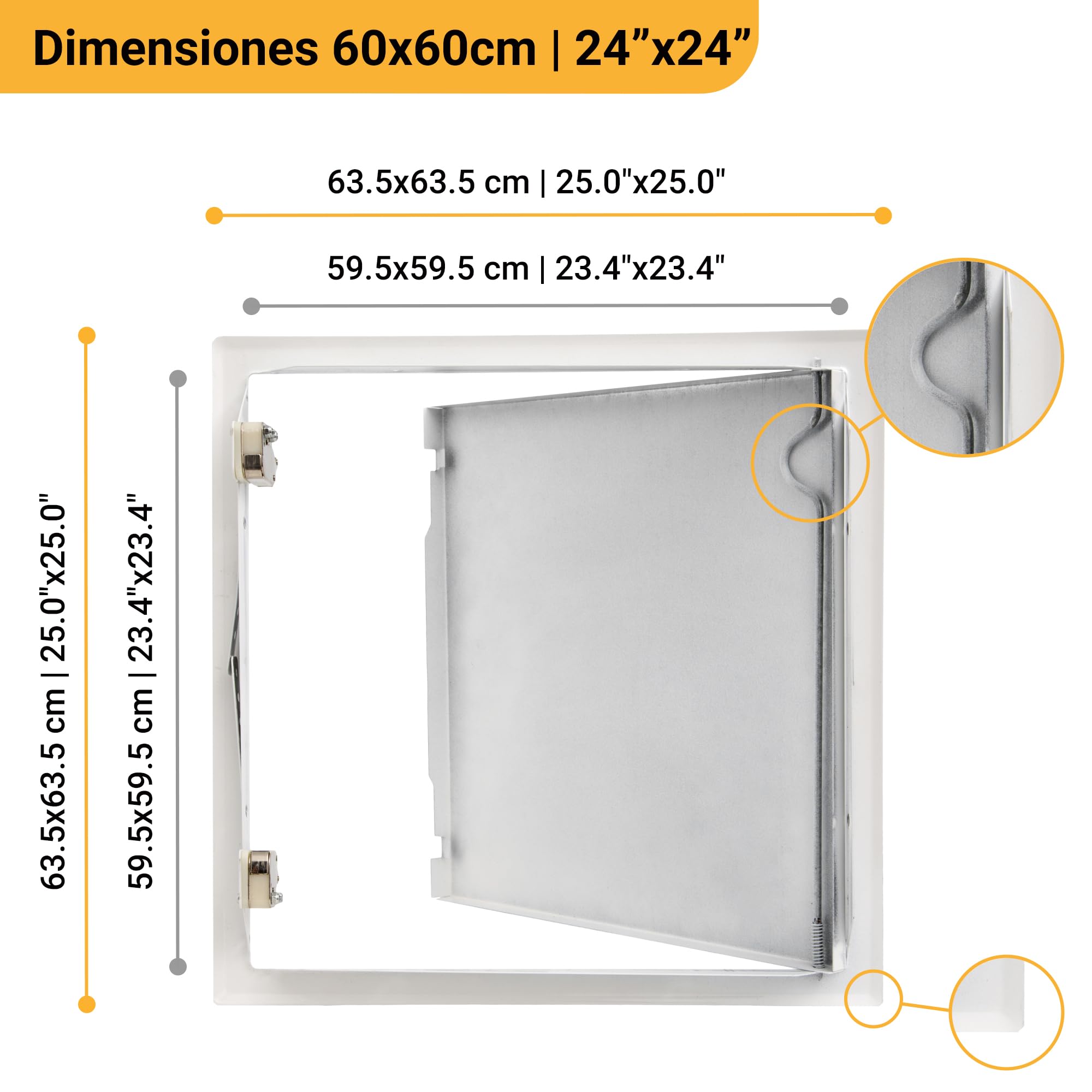 Proxinova Puerta de Inspección 600x600 mm, Apertura a Presión para Pared Exterior Resistente, Puerta de Metal para Mantenimiento Contador Agua, Gas, Eléctrico