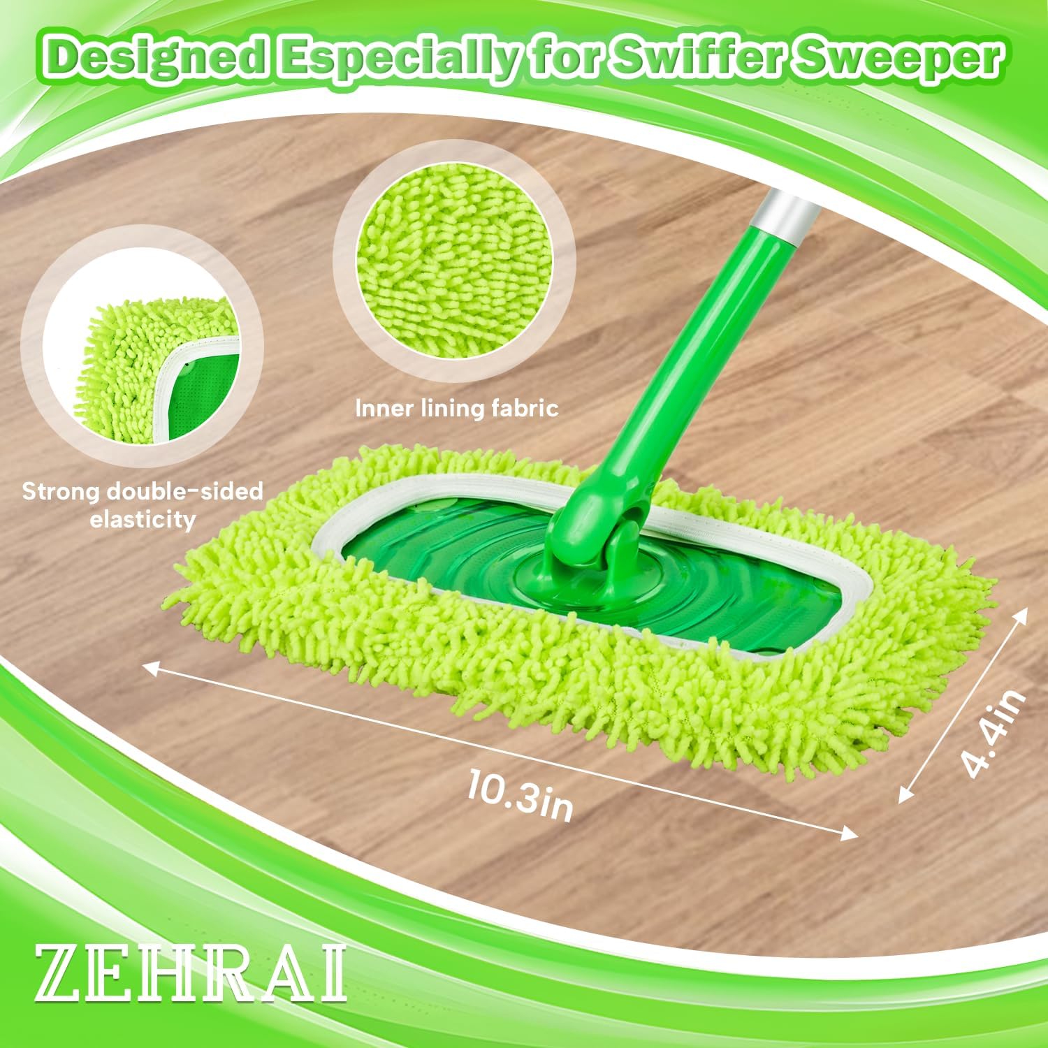 6 Pack Reusable Microfiber Mop Pads Compatible with Swiffer Sweeper image 3