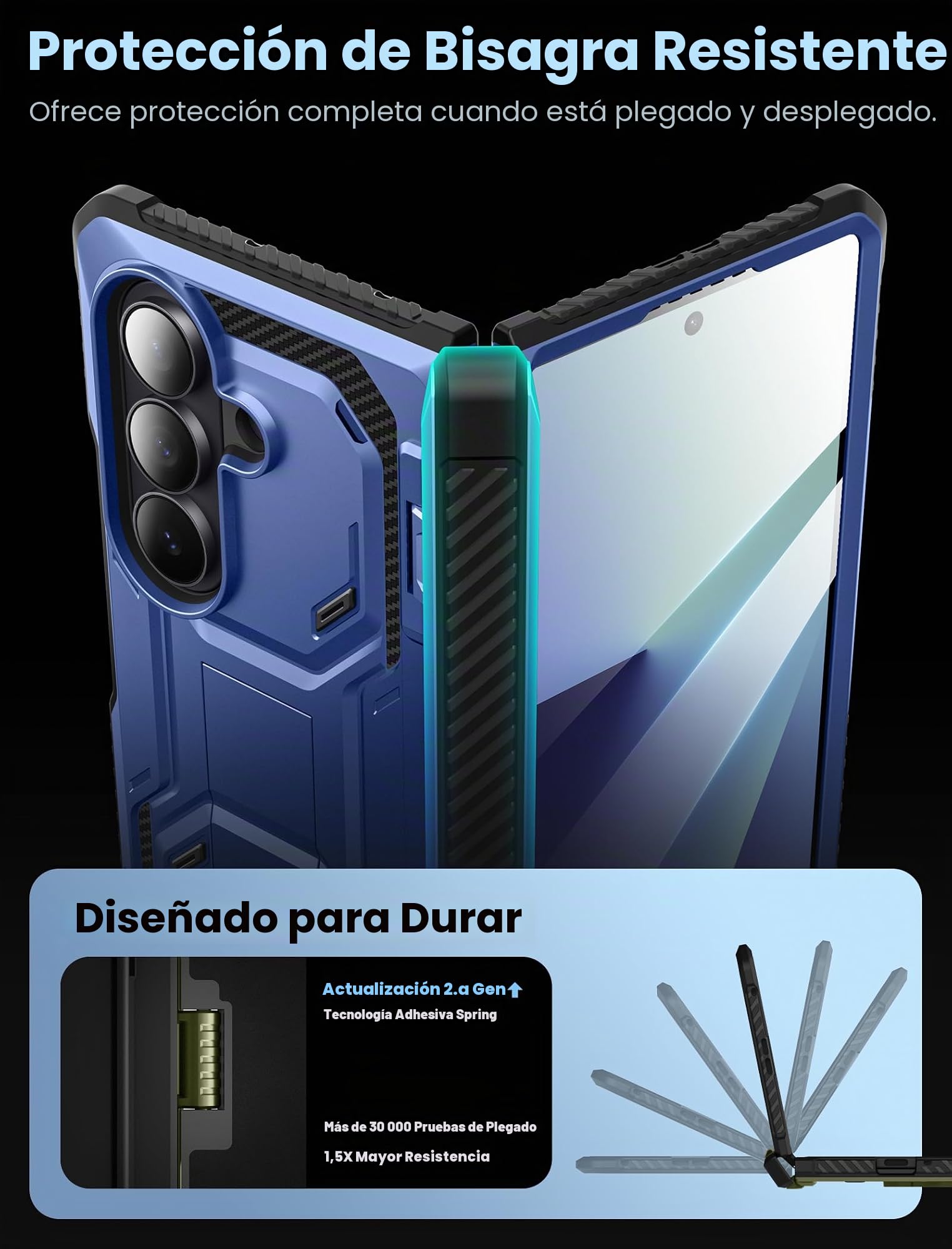 i-Blason Funda con Soporte para Samsung Galaxy ZFold 7 [Armorbox] con Protector de Pantalla de Vidrio Templado [Protección de Bisagra] Protectora Completa Prueba de Golpes Resistente Case (Cobalt)