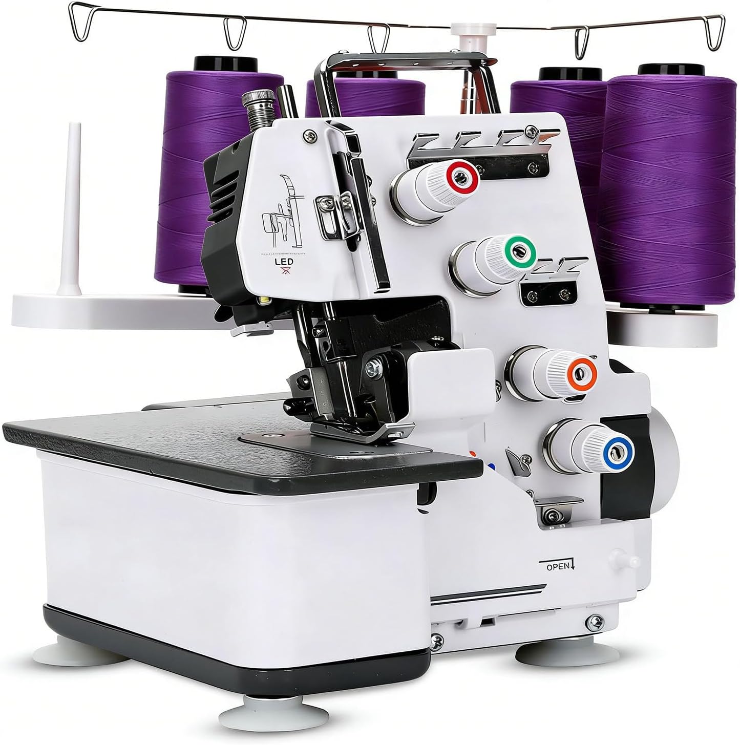 4-Thread Overlock Machine for Beginners & Experts, 1300 SPM High Speed, Adjustable Foot & 12 Stitch Types, 3/4 Thread Serging on Cotton, Denim, Lycra, Garment, Home Decor Sewing